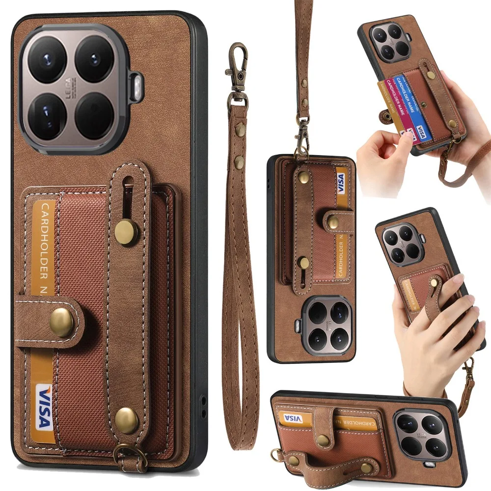 Funda tipo billetera de cuero con pulsera para Xiaomi 15T 14 T 13T 12T 11 Lite 11T Pro 10T 10 T 13 Ultra 14T 15 T15 5G Funda para teléfono