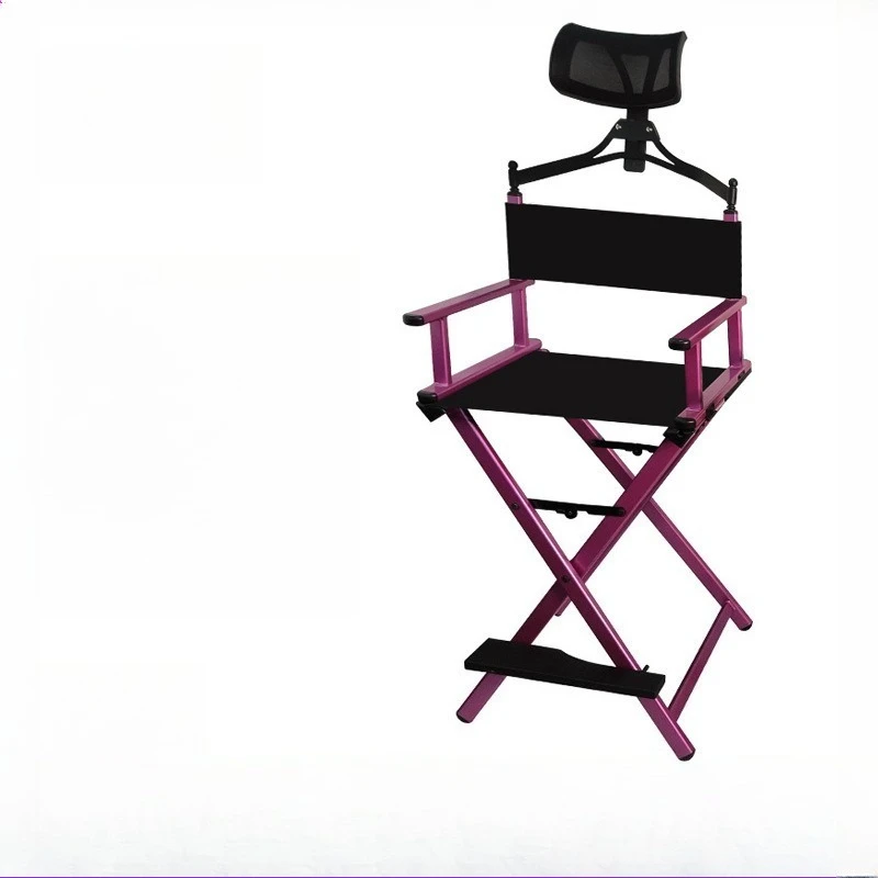 

Aluminum alloy folding makeup chair with pillow High backrest director chair outdoor portable multifunctional chair