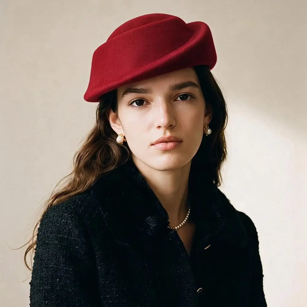 Hepburn Style Wool Pillbox Hat Elegant Fedoras Fedora Hat Air Hostess Versatile Medicine Box Hat Wedding Party