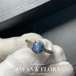 MM Natural Blue Kyanite Ring Adjustable Female Ring Jewelry for Women Gift Wholesale High Quality Vintage Fine
