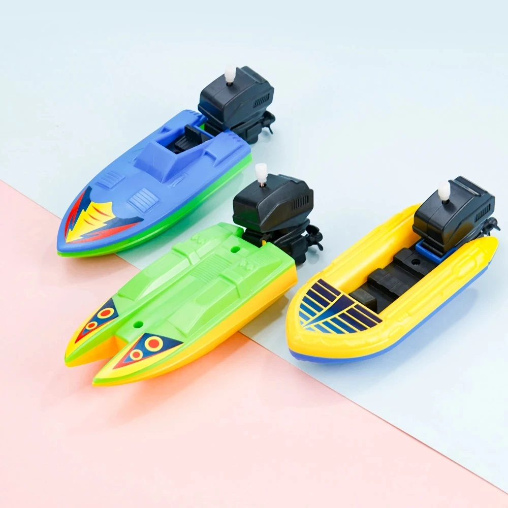 Kids Playing Float In Water Bathtub Shower Wind Up Toy Speed Boat Ship Small Steamboat Clockwork Toys