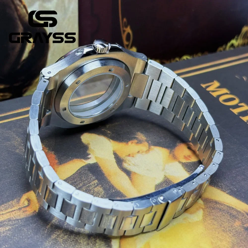 40mm for Nautilus Square Watch Case 316L Steel Bracelet NH34 NH35 NH36 Movement Sapphire Glass Watch Spare Part