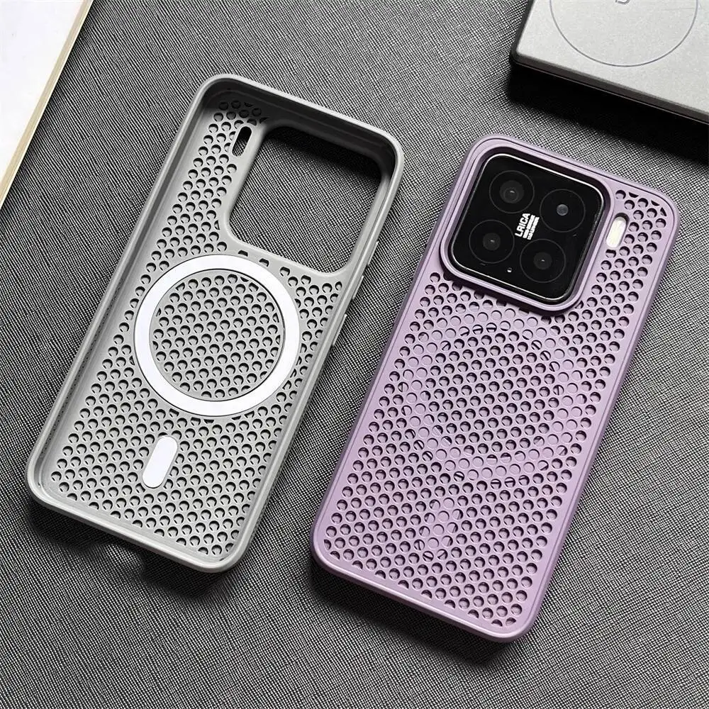 Honeycomb Breathable Magnetic Case For Xiaomi Mi 15 Pro 14 13 Poco F7 F8 Ultra F6 pro Hollow Solid Color Silicone Bumper Cover view 5