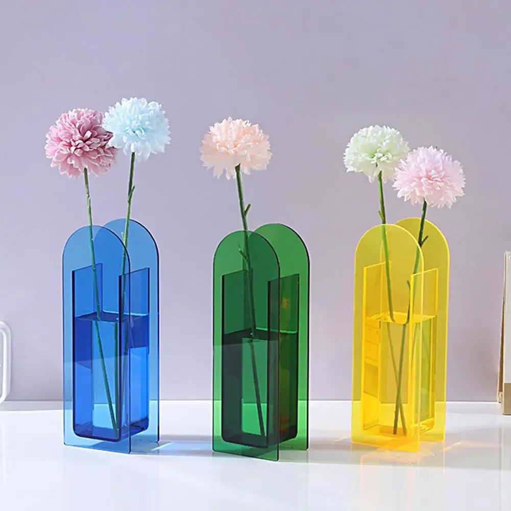 Nordic Inspired Acrylic Vases Multicolor Floral Pots Decorative Living Room Home Decor