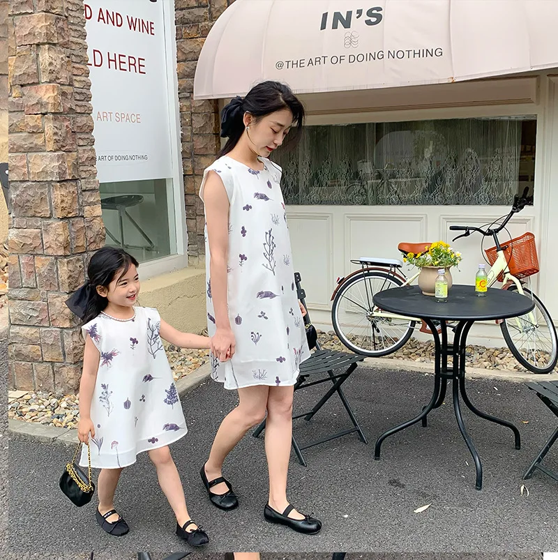 Mom and Daughter Equal Dress Baby Boy Beach Shirt and Shorts Two Piece Sets Chinese Style Mom Son Matching Clothes Women Dresses