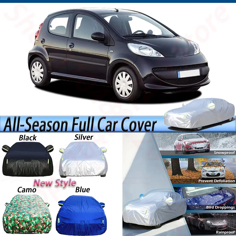

Full Car Cover Outdoor Anti-UV Sun Shade Rain Snow Dust Fog Protection Auto Cover Waterproof For Peugeot 107