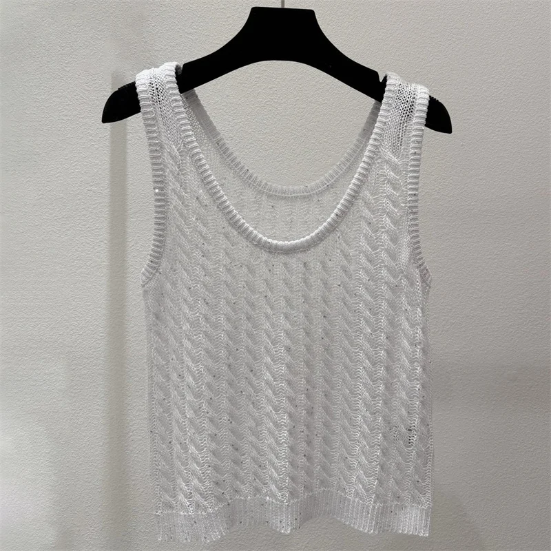 

women's vest New elastic knitted slim fit sleeveless top for summer 2026 Linen blend round neck pullover tanks top y2k corset