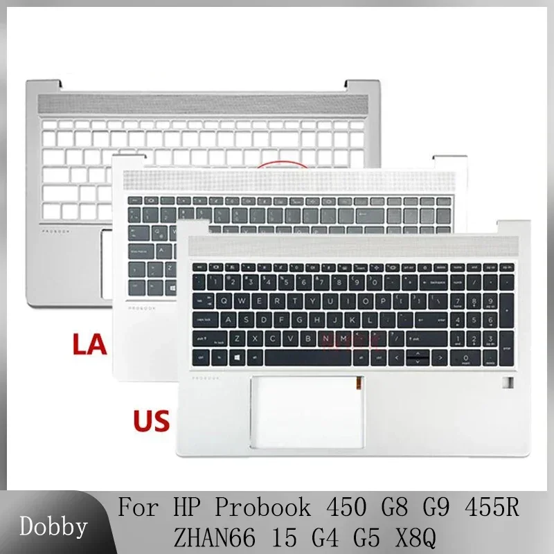 

Original New US Latin Keyboard for HP Probook 450 G8 G9 455R ZHAN66 15 G4 G5 X8Q Laptop Palmrest Top Case Upper Cover Backlit