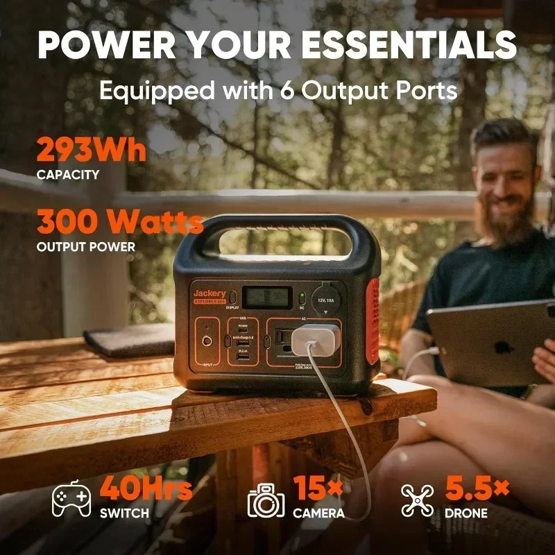 Jackery Portable Power Station Explorer 300, 293Wh Backup Lithium Battery, Solar Generator (Solar Panel Optional)