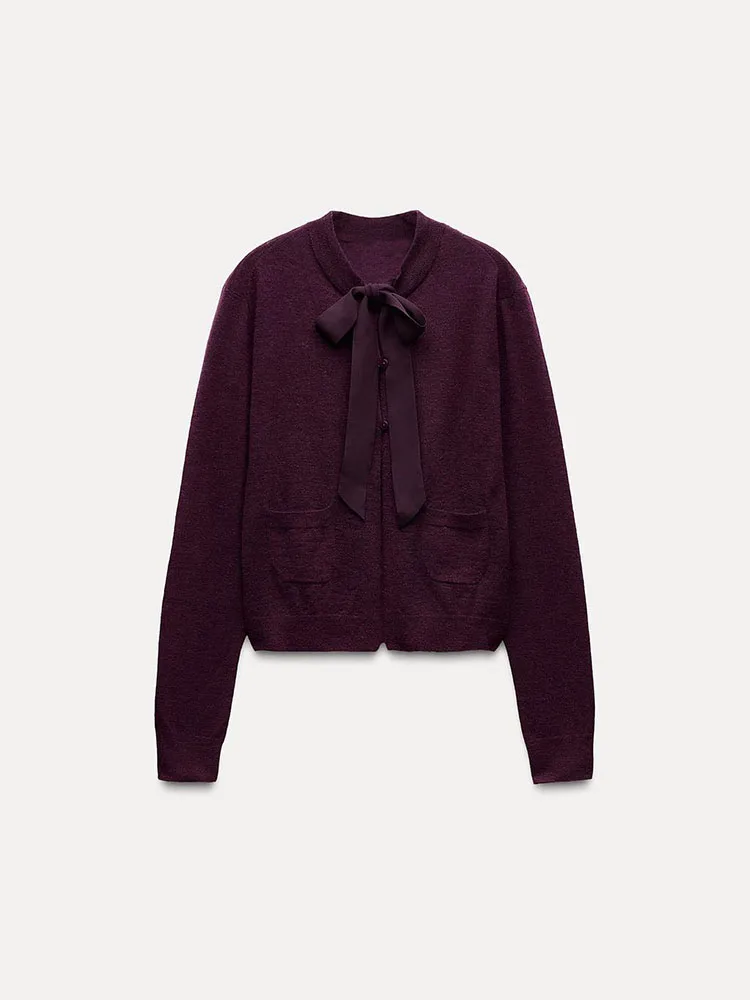 

Autumn New Arrival Women's Long Sve Wool And Alpaca Blend Jaet with Knot Design Commute Sle Straight Cut o...
