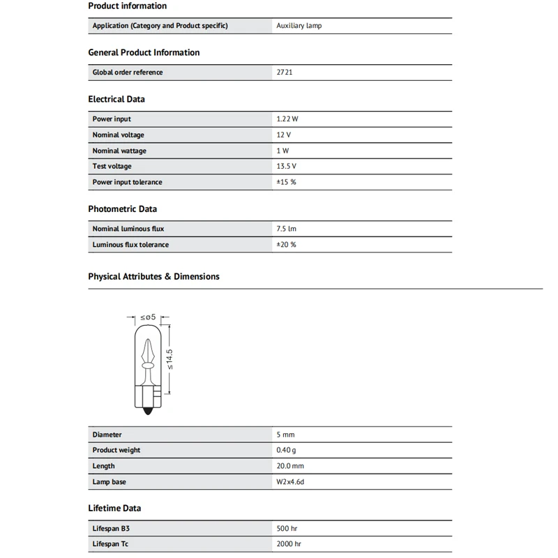 أوسرام 2721 12 فولت 1.2 واط W2x4.6d لمبة أدوات السيارات قاعدة إسفين زجاجية أصلية لأضواء مؤشر لوحة القيادة #3