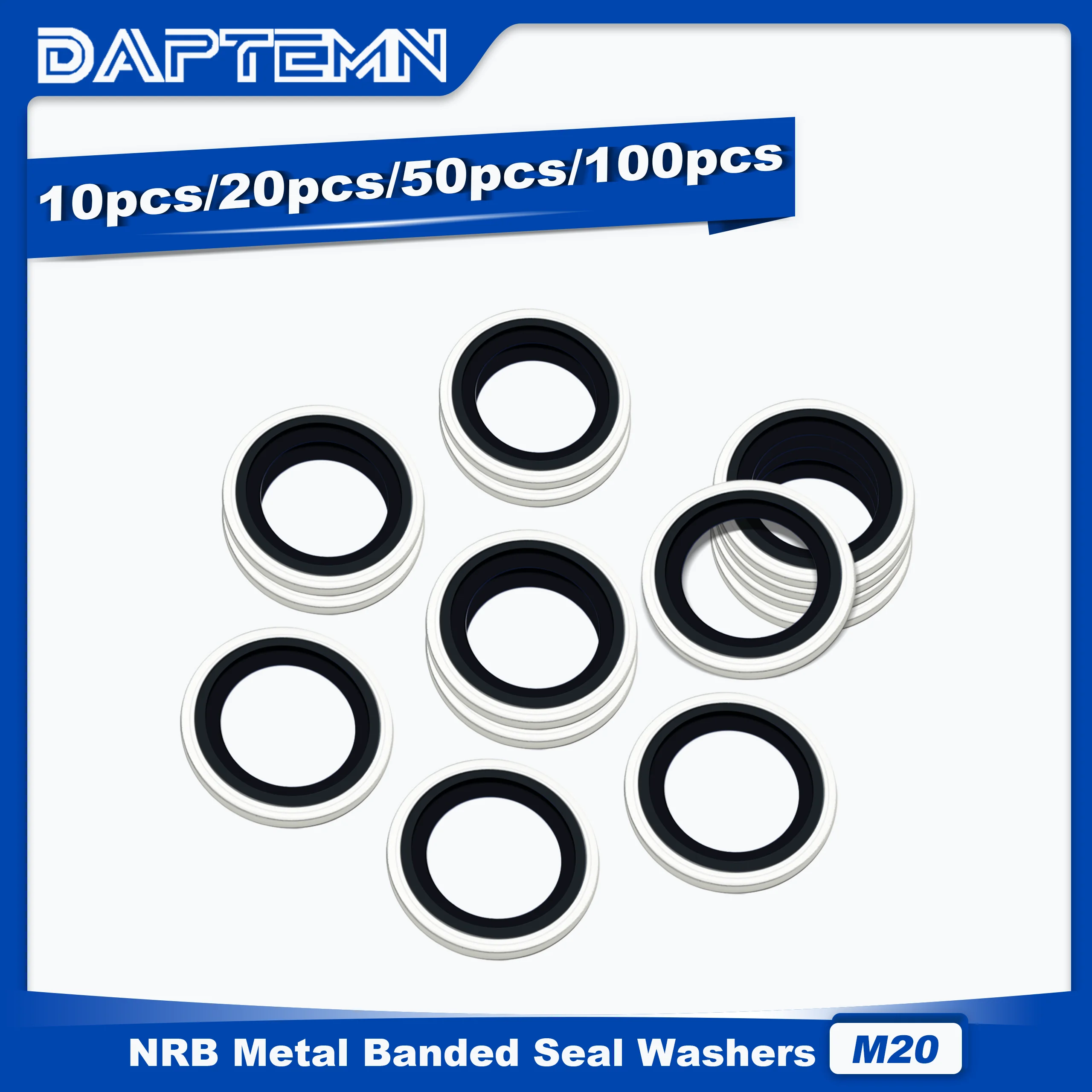 

M20 Bonded Sealing Washers, NBR Zinc-Plated Automotive Self-Centred Seal Rubber Washer, Crash Washers 10PCS 20PCS 50PCS 100PCS