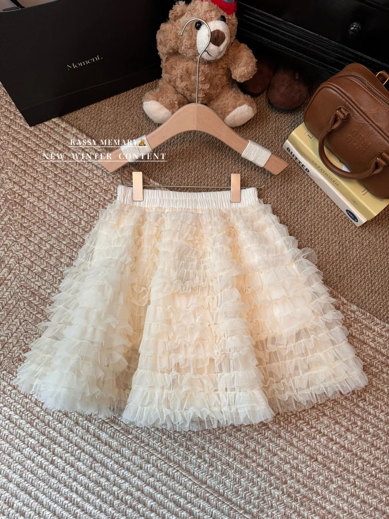 

Осень/зима 2022, новая корейская модная юбка-тортик, сетчатая дизайнерская пышная юбка, женская мини-юбка трапециевидной формы с эластичной резинкой на талии, полуюбка