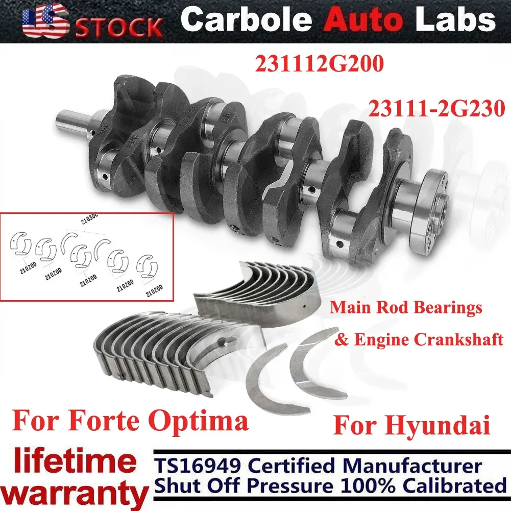 Carbole Engine Crankshaft Rods Bearing Kit For Hyundai Sonata Kia Forte Optima 2.4L DOHC