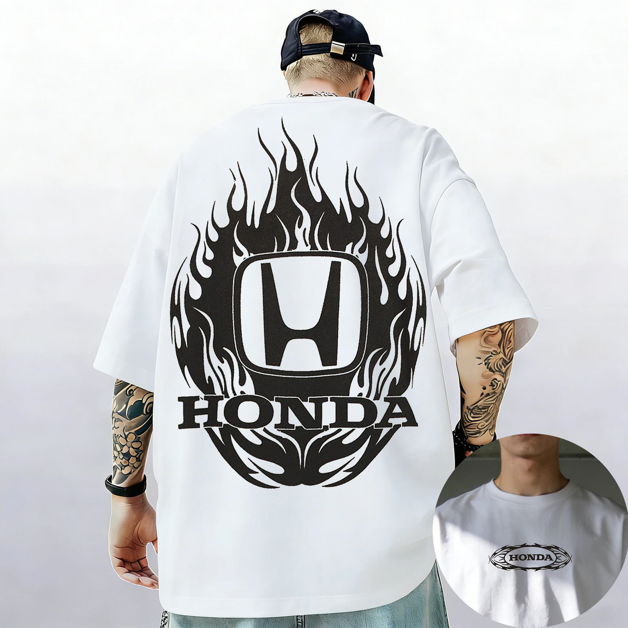 

Модные хлопковые футболки Honda: летние, для автотюнинга, мотоциклов, внедорожных гонок, универсальные, для мужчин и женщин