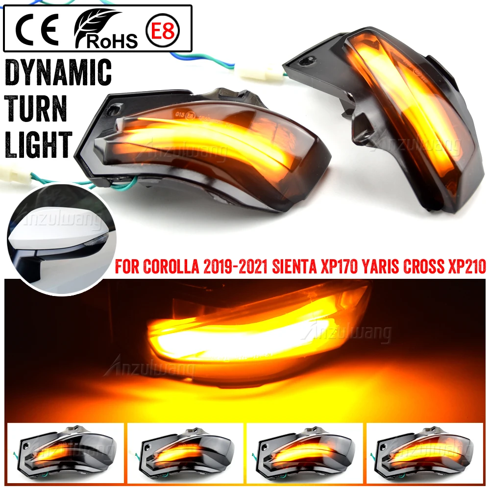 2pcs Dynamic Turn Signal For Toyota Corolla E210 Sienta XP170 Yaris Cross XP210 LED Light Rear View Mirror Blinker Arrow