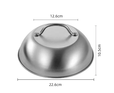 1Pcs Stainless Steel Basting Cover Heatproof Round Cheese Melting Dome Burger Cover Meal Food Cover Kitchen Cooking Supplies