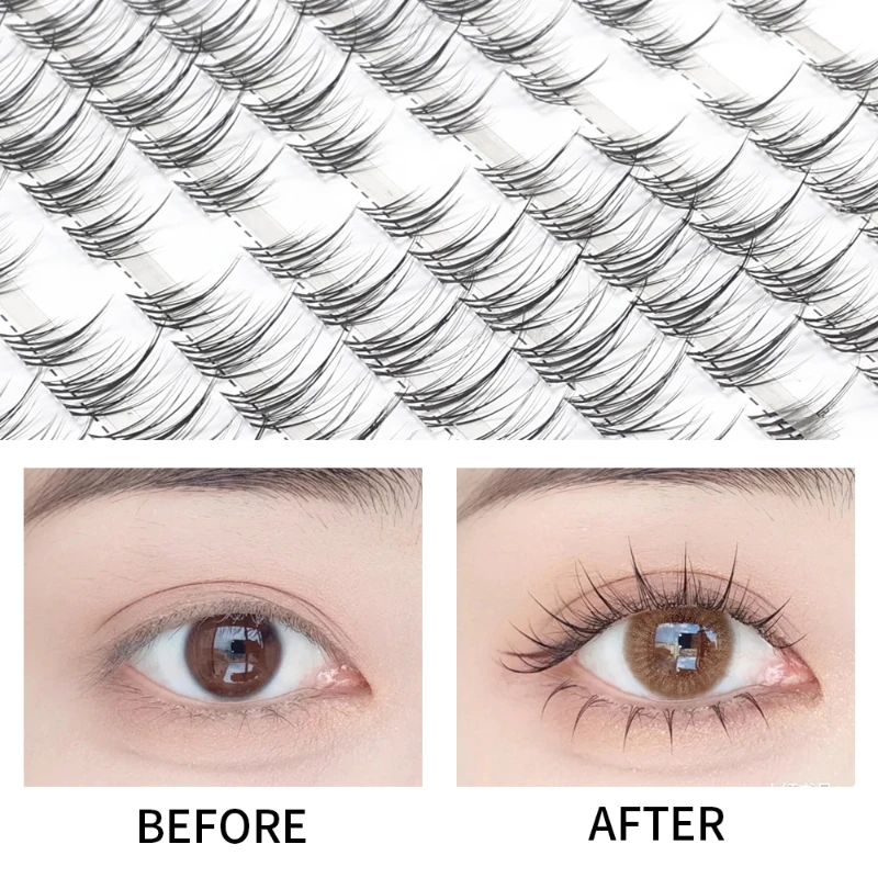 1 box 120 clusters Extension Natural 3D Cluster Eyelashes Fluffy Soft Wispy Natural CrossThick Reusable Makeup False Eyelashes