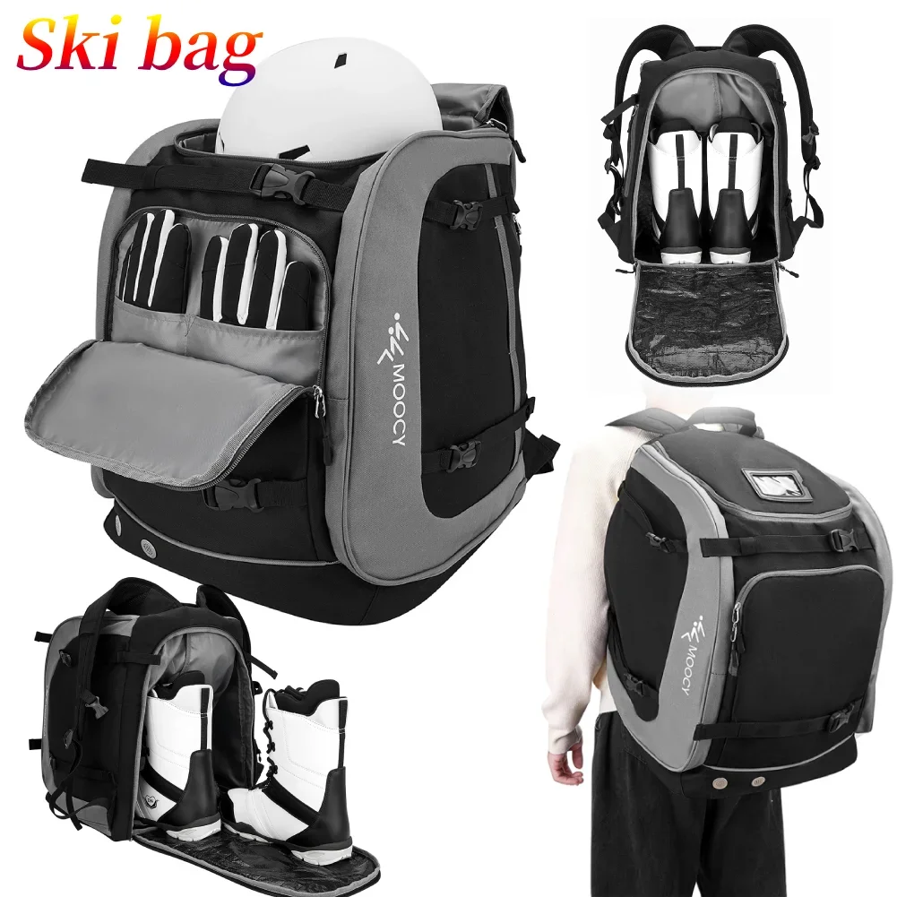 65L Ski Boot Bag Oxford Cloth Helmet Pocket Snowboard Bag Waterproof Boots Helmet Cloth Storage Ski Bag for Ski Accesories 스키가방