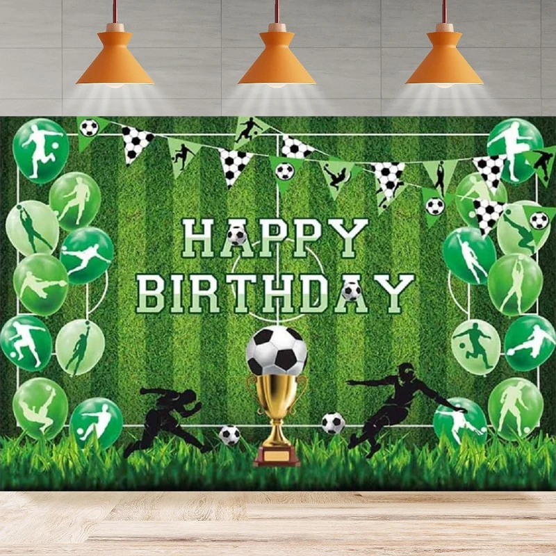 Football Tournament Happy Birthday Photography Backdrop Party Soccer Game Field Poster Background Wall Home Party Decor Banner