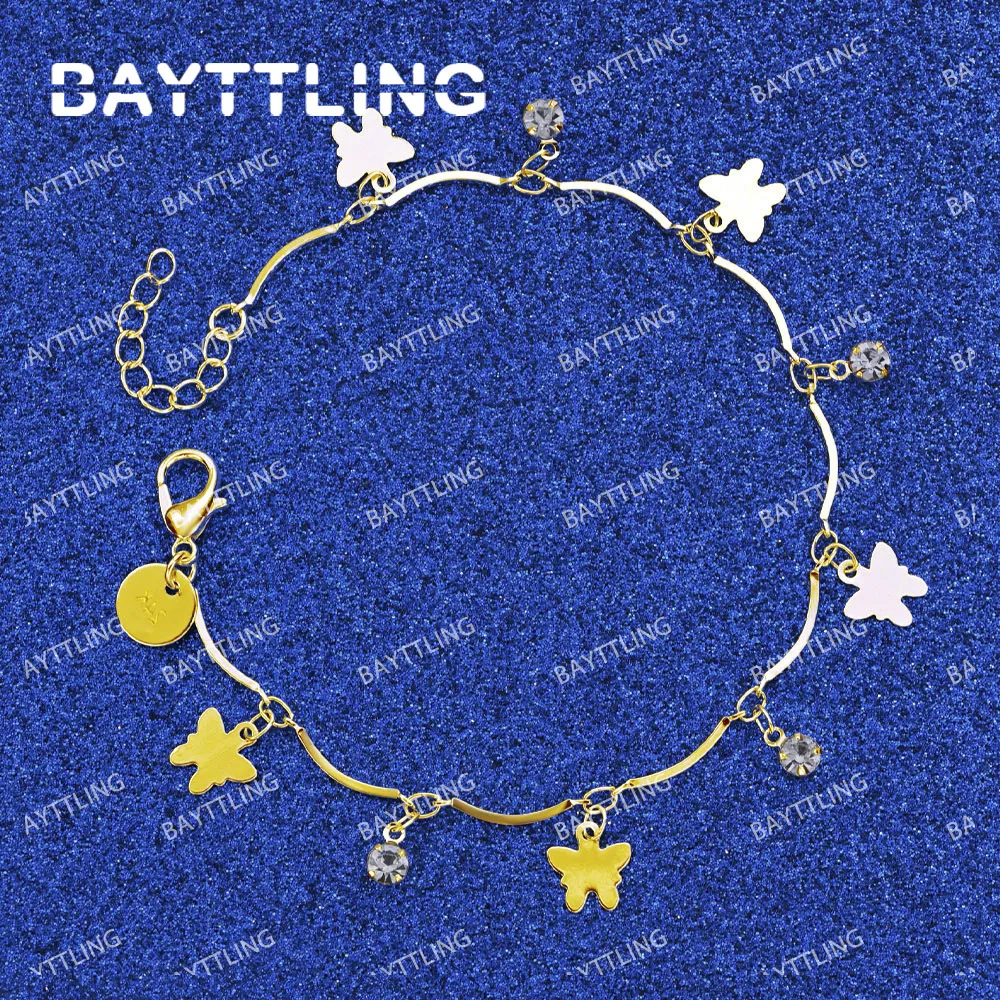 

925 Sterling Silver 18K Gold 8 Inches Fine Butterfly Zircon Bracelet For Women Men Fashion Punk Party Jewelry Gift