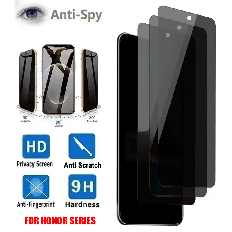 2-4pcs Anti-spy Tempered Glass For Honor 200 90 70 Lite Screen Protector Honor X8b X8a X7b X7a X6a X6b X5 Plus X40i X50i Film