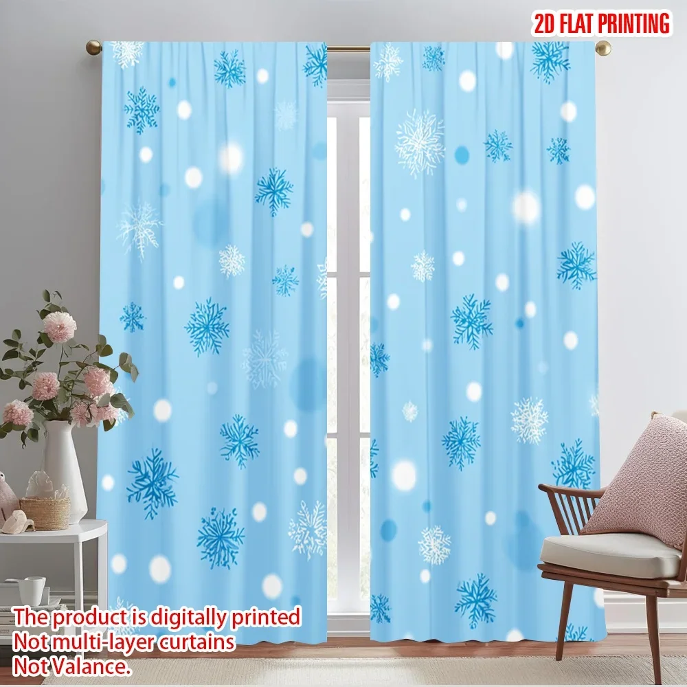 2pcs,2D plane printing Window Curtain Christmas Tree Snowflake Starfish Seashell Ocean Beach Durable Polyester (without rod)