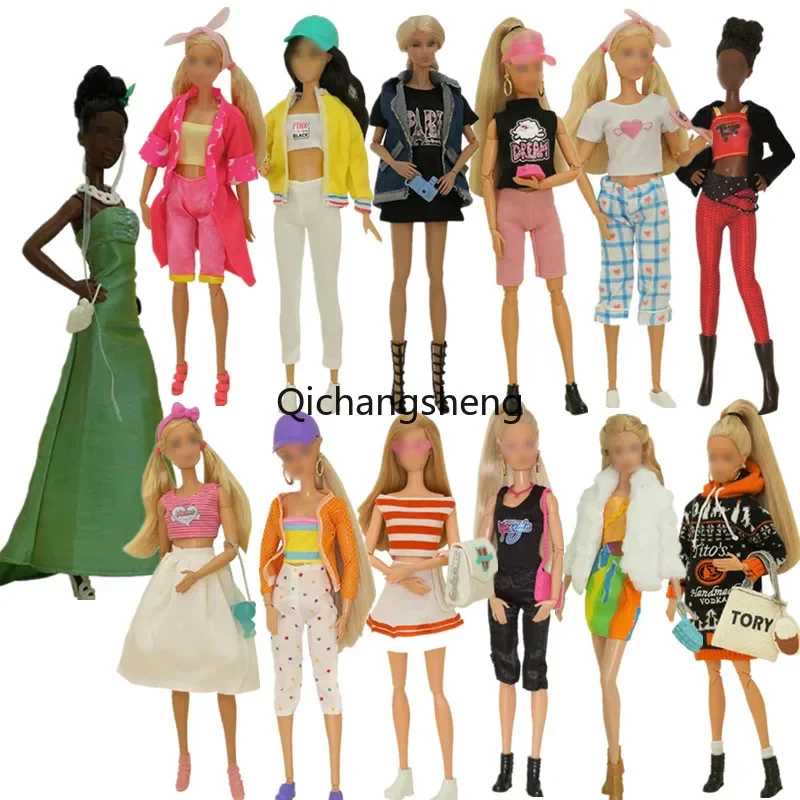 Fashion 1/6 Doll Clothes For Barbie Doll Outfits Set Top Coat Shirt Pants Skirt Shoes Bag Glasses 11.5