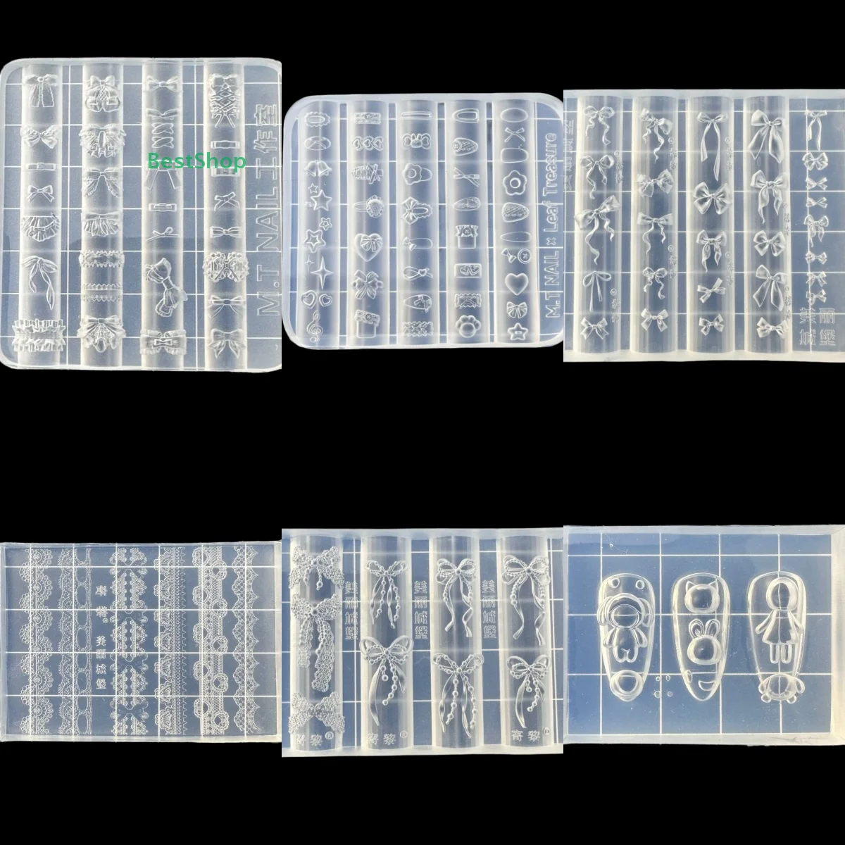 ★ ★ ★ 3D Silikon Nail Art Form Spitze Schleife Liebe geprägte Nail Art Form DIY Maniküre Dekor