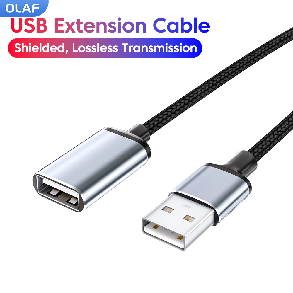 USB 2.0 Verlängerungskabel USB A Stecker auf Buchse Hochgeschwindigkeits-Datenübertragungskabel für PC USB-Stick Festplatte USB-Kabelverlängerung
