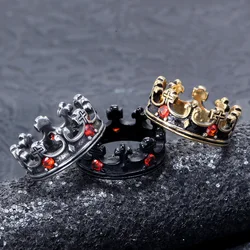 Stainless Steel Royal Crown Luxury Rhinestone Man Rings Creativity Simple Punk for Male Boyfriend Fashion Jewelry Gift Wholesale