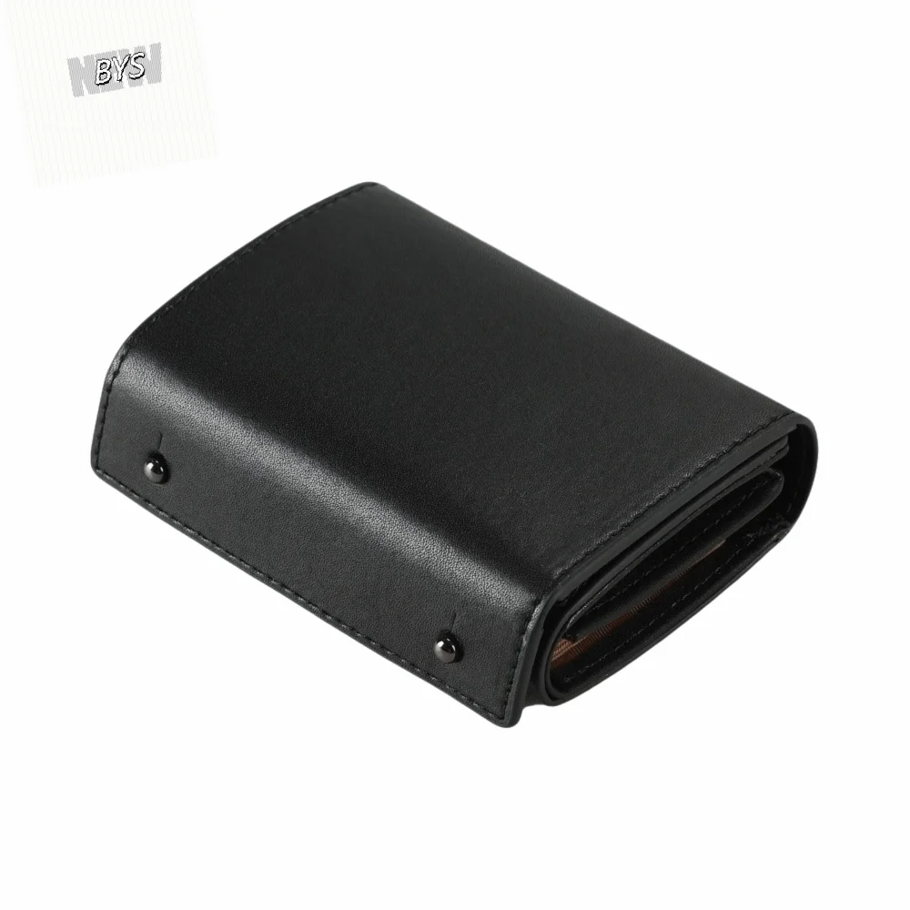 PU Leather Business Short Wallet Ultra-Thin Design Snap Closure Tri-fold Card Holder Multi-slot Design Solid Color Coin Purse