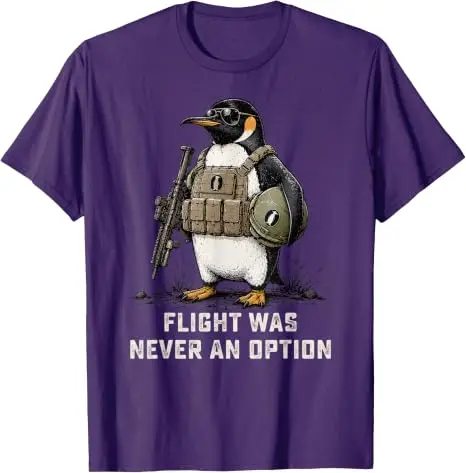 Lustiges taktisches T-Shirt mit Pinguin-Grafik „Flight Was Never An Option“ Y2k Sarkastisches Pinguin-Vogel-Grafik-Bekleidungsstück Herrenmode-T-Shirt – Detail 12