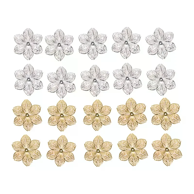 

50Pcs/Set Filigree Flower Crafts Charms Connectors DIY Pendant Jewelry Findings