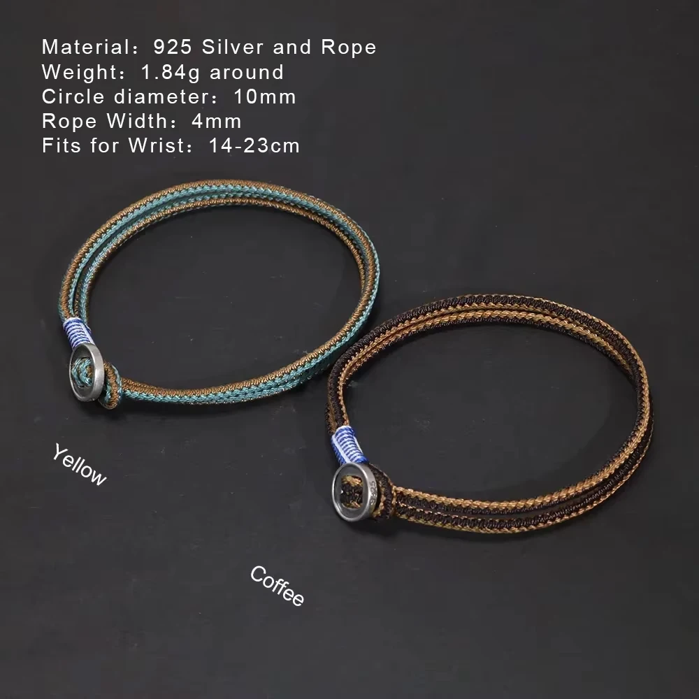 New Arrival Handwoven 925 Sterling Silver Button Bracelet for Men Fashion Classic Hip Hop Rock Bracelet Jewelry