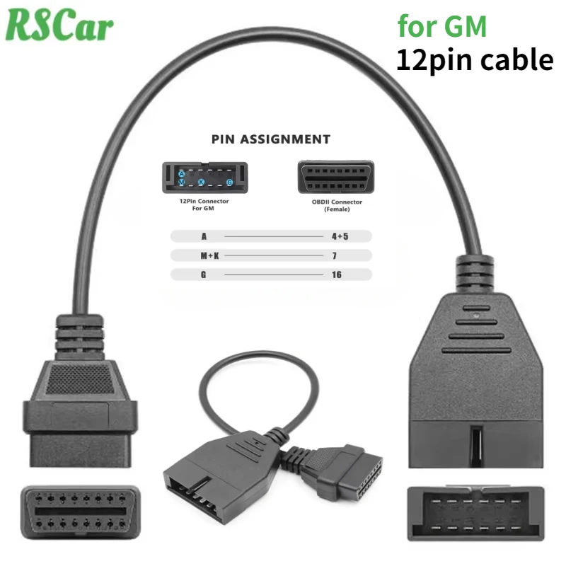 

For G-M 12Pin OBD2 Car Extension Cable To OBDII 16 Pin Connector Female Connector OBD Diagnostic Cable OBDII Adapter