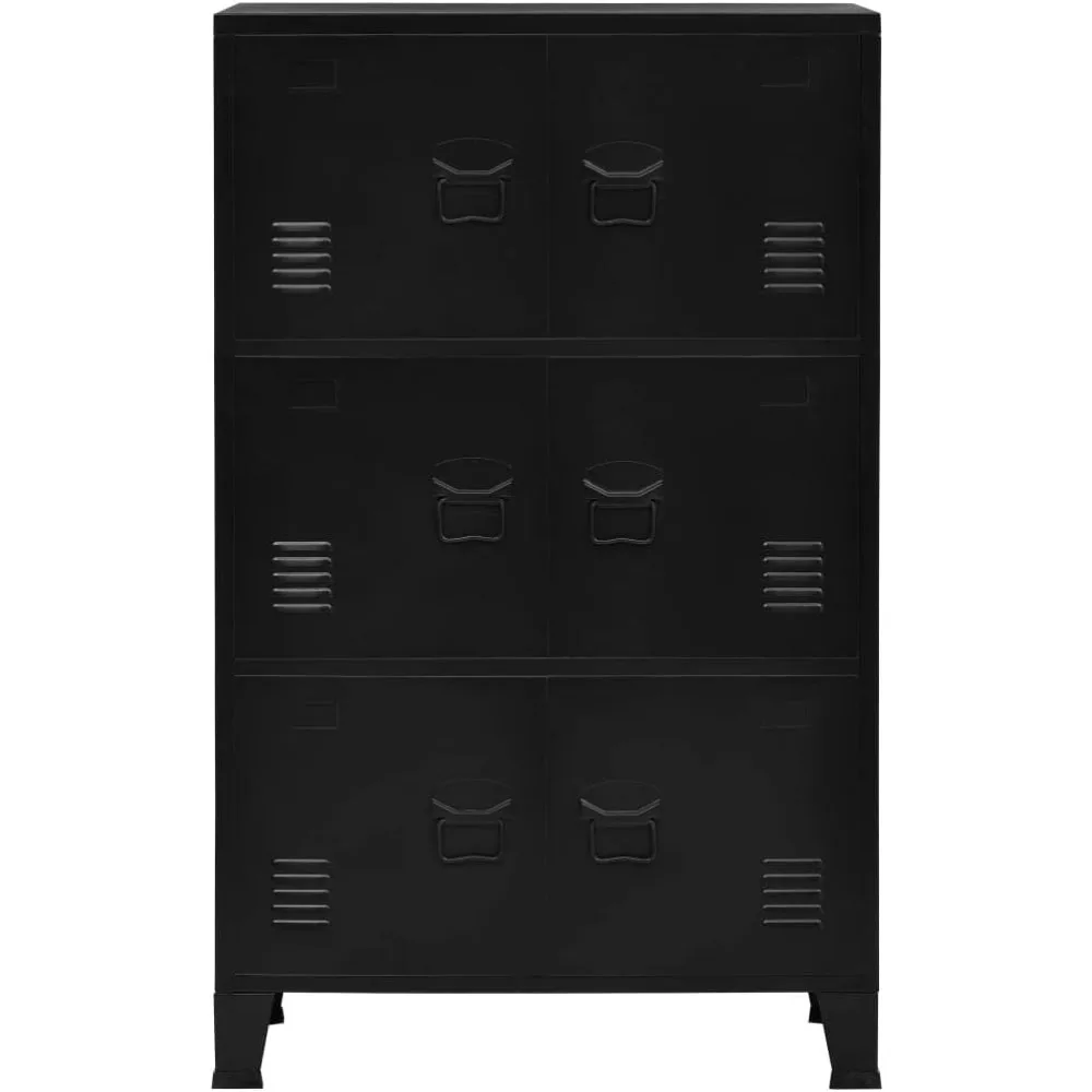 خزانة ملفات فولاذية ذات 6 أبواب على الطراز الصناعي باللون الأسود، 29.5 × 15.7 × 47.2 - حل تخزين عالي التحمل