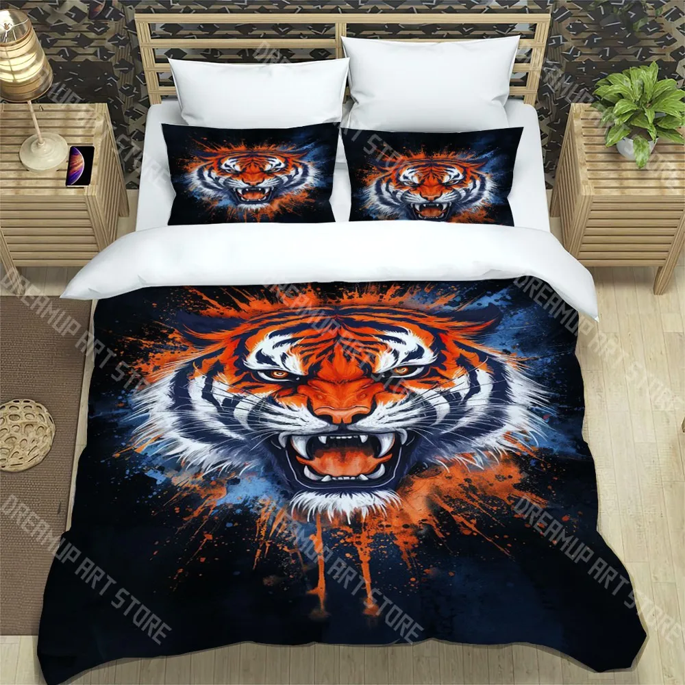 3D Printed Tiger Tattoo Bedding Set for Boys Girls Duvet Cover Pillowcase Twin Queen King Full Single Double Sizes