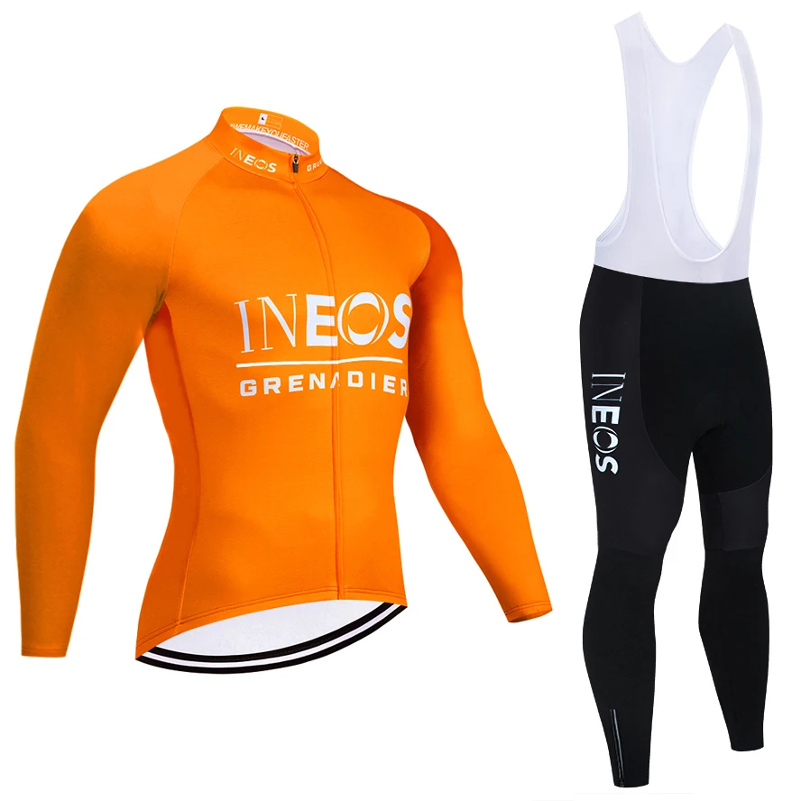 Orange INEOS Cycling Jersey Pants Suit ITALIA Team Pro Ropa Ciclism Winter Thermal Fleece Bike Jacket Bibs Clothing