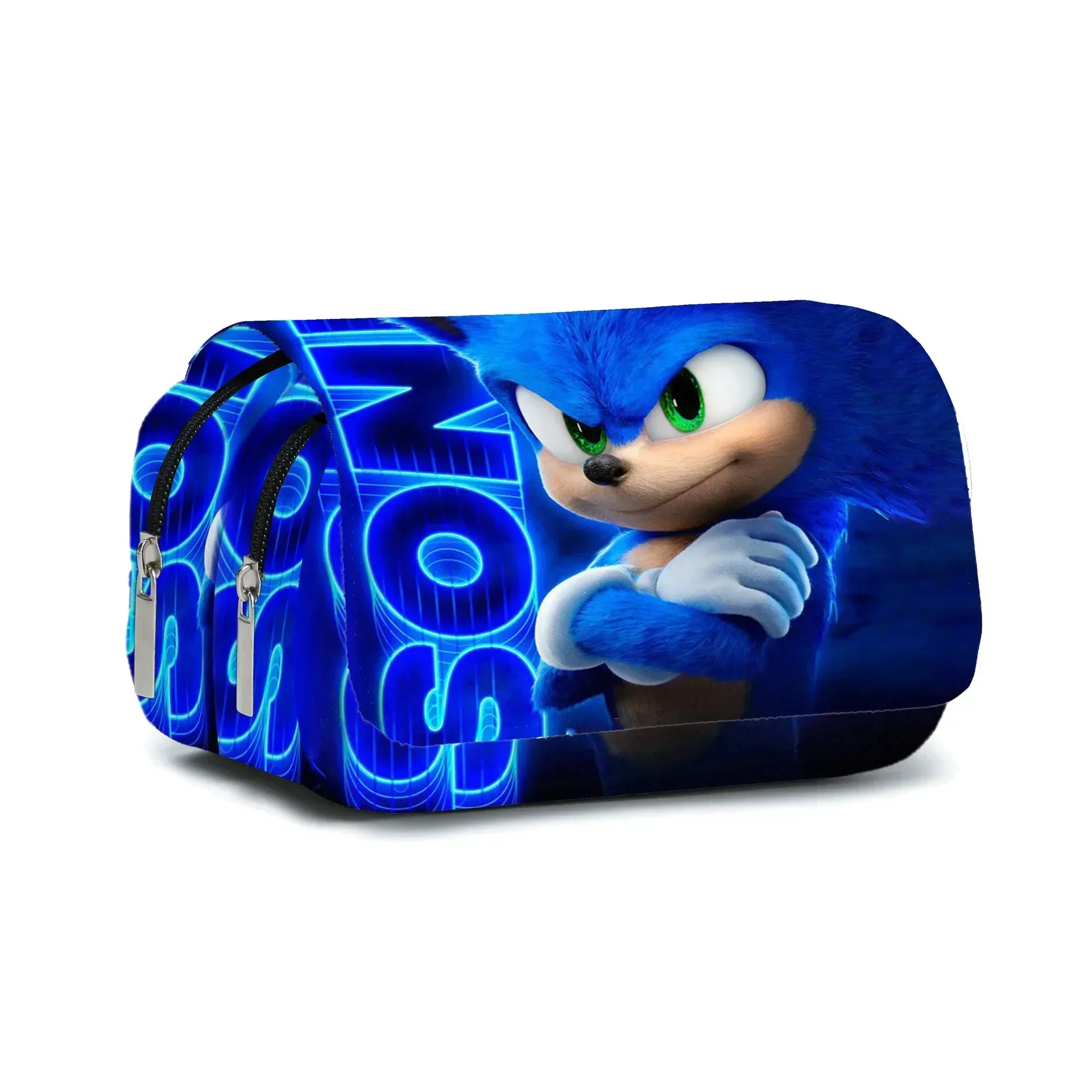 3D New SONIC Cartoon Double-layer Pencil Bag Boys and Girls Elementary and Middle School Students Stationery Box Birthday Gift