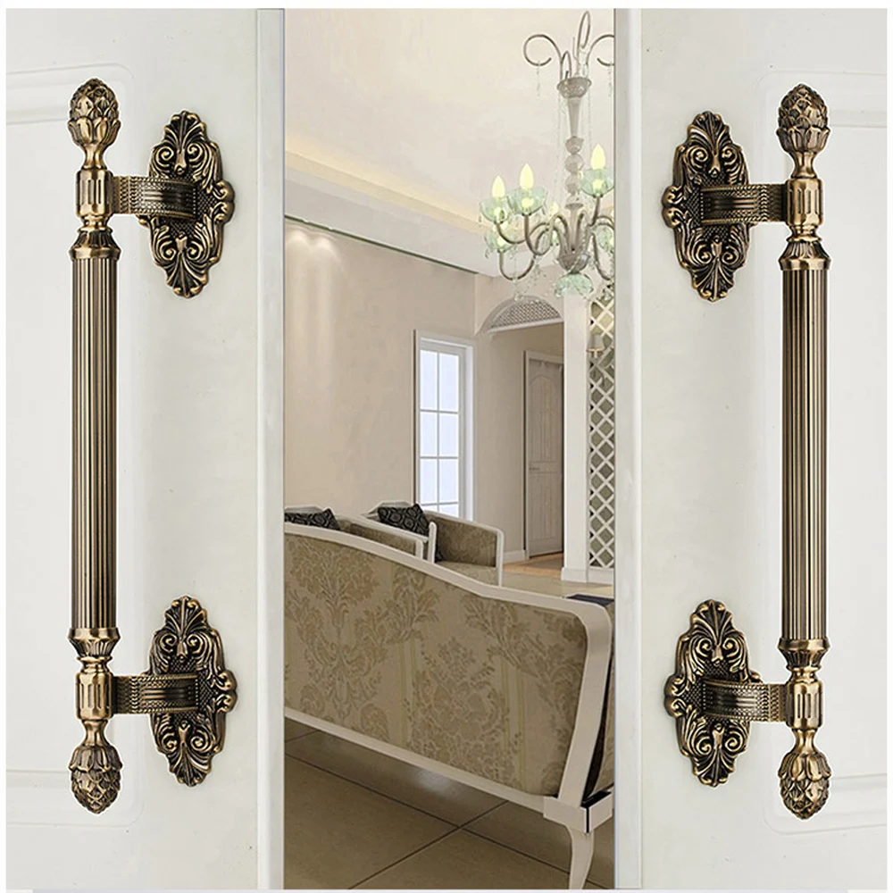 Classic European Zinc Alloy Bronze Pull Handle Villa Archaize Outdoor Wooden Door Sliding Glass Furniture Steel Door Handles