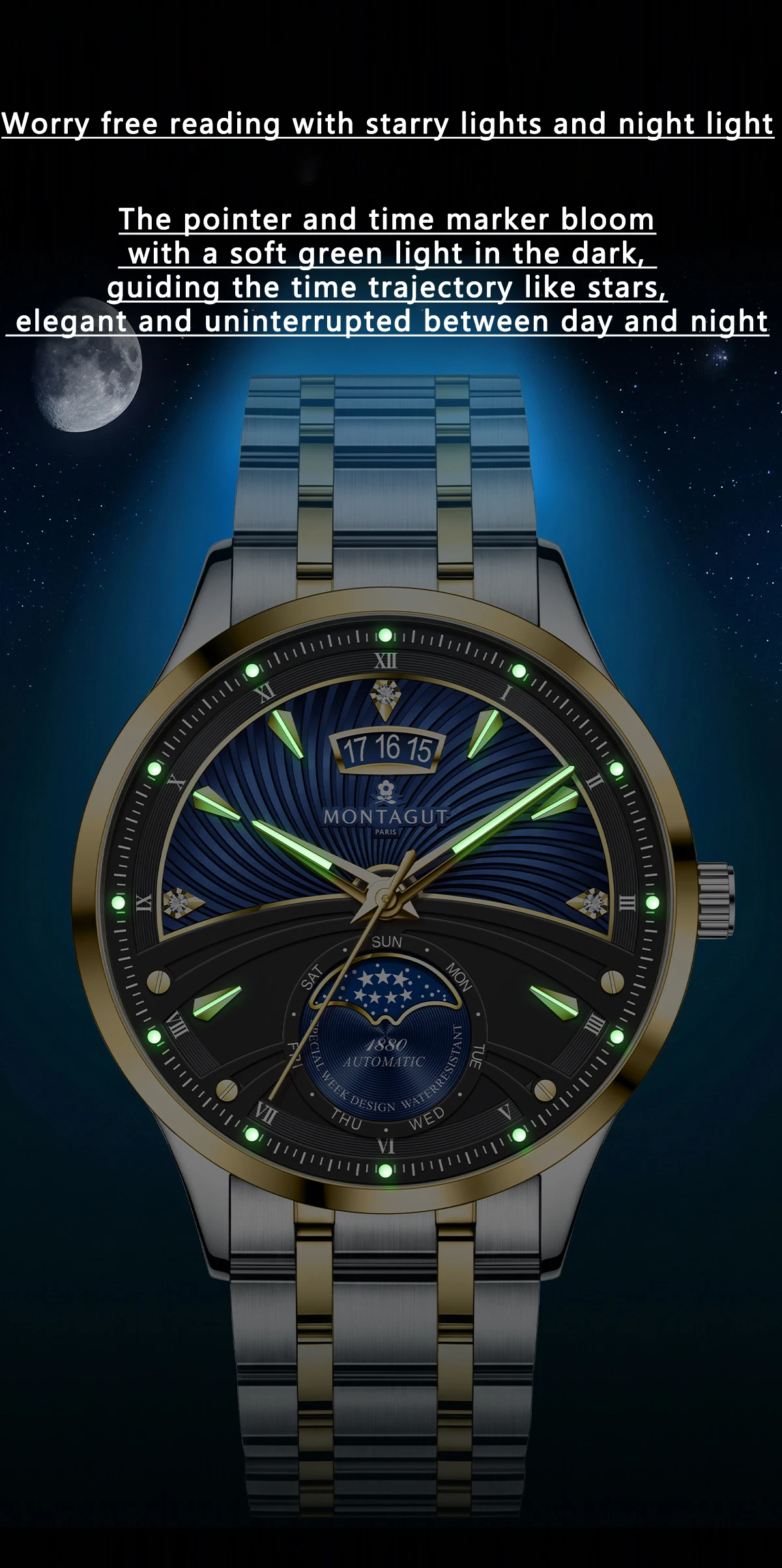 High end business men's mechanical watch, waterproof night light leisure watch