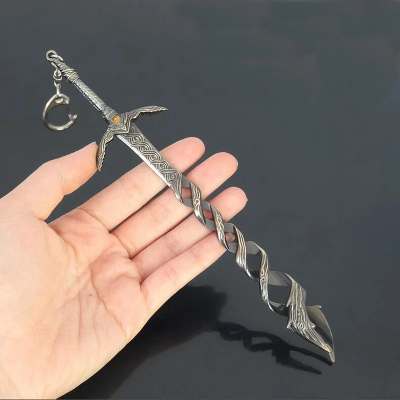 Vintage Elden Godslayer's Greatsword Model Pendant Keychain for Men Boys Metal Key Ring Fans Collectible Jewelry Accessories