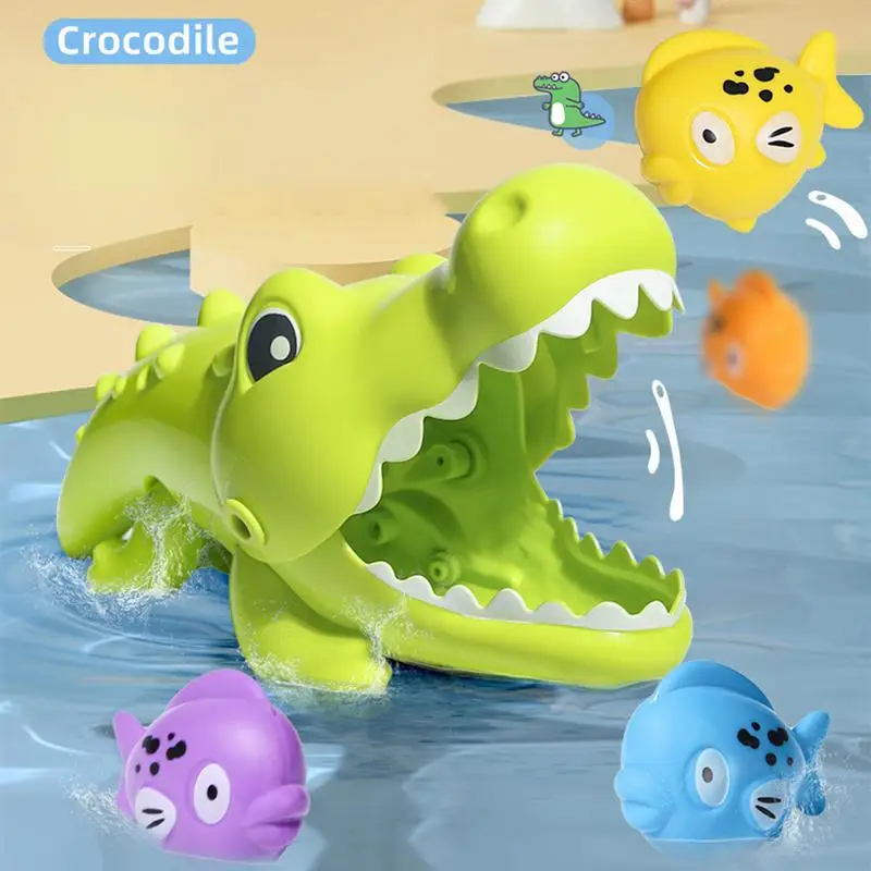 Crocodile Family Bathtub Toy Crocodile Bath Water Toy Reusable Toddler Fishing Game Bathtub Toys For Children Girls Birthday