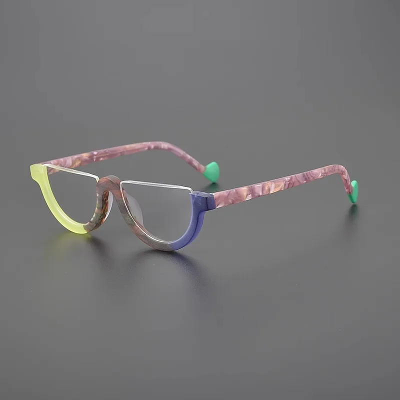 Fashion Personality Color Matching Cat-eye Half-frame Glasses Frame High Quality Acetate Optical Reading Prescription Men Women