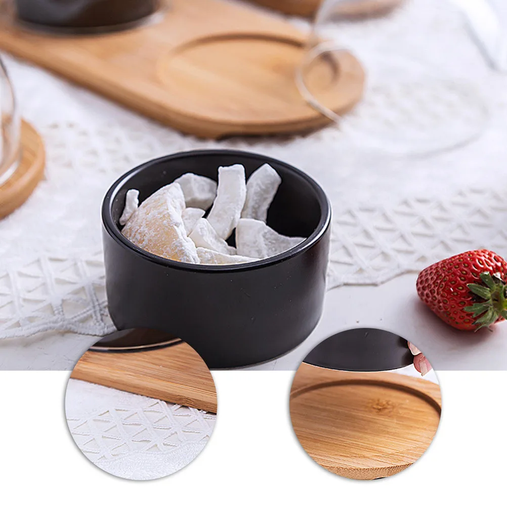 

1Pcs Ceramic Sweets Tray Pure Handmade Natural Wood Serving Snack Tray Tea Time Dessert Bowl Party Platter Refreshments