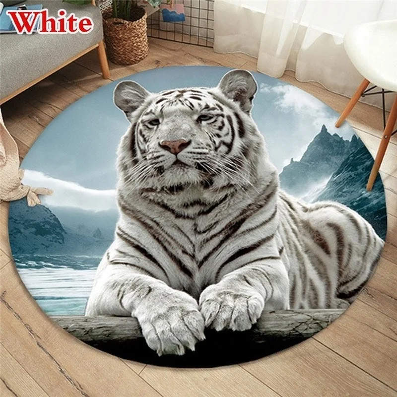 Leopard Tiger Lion Cat Round carpet Living Room Large Carpet Comfortable Soft  Floor Pad Bedroom  Home decor