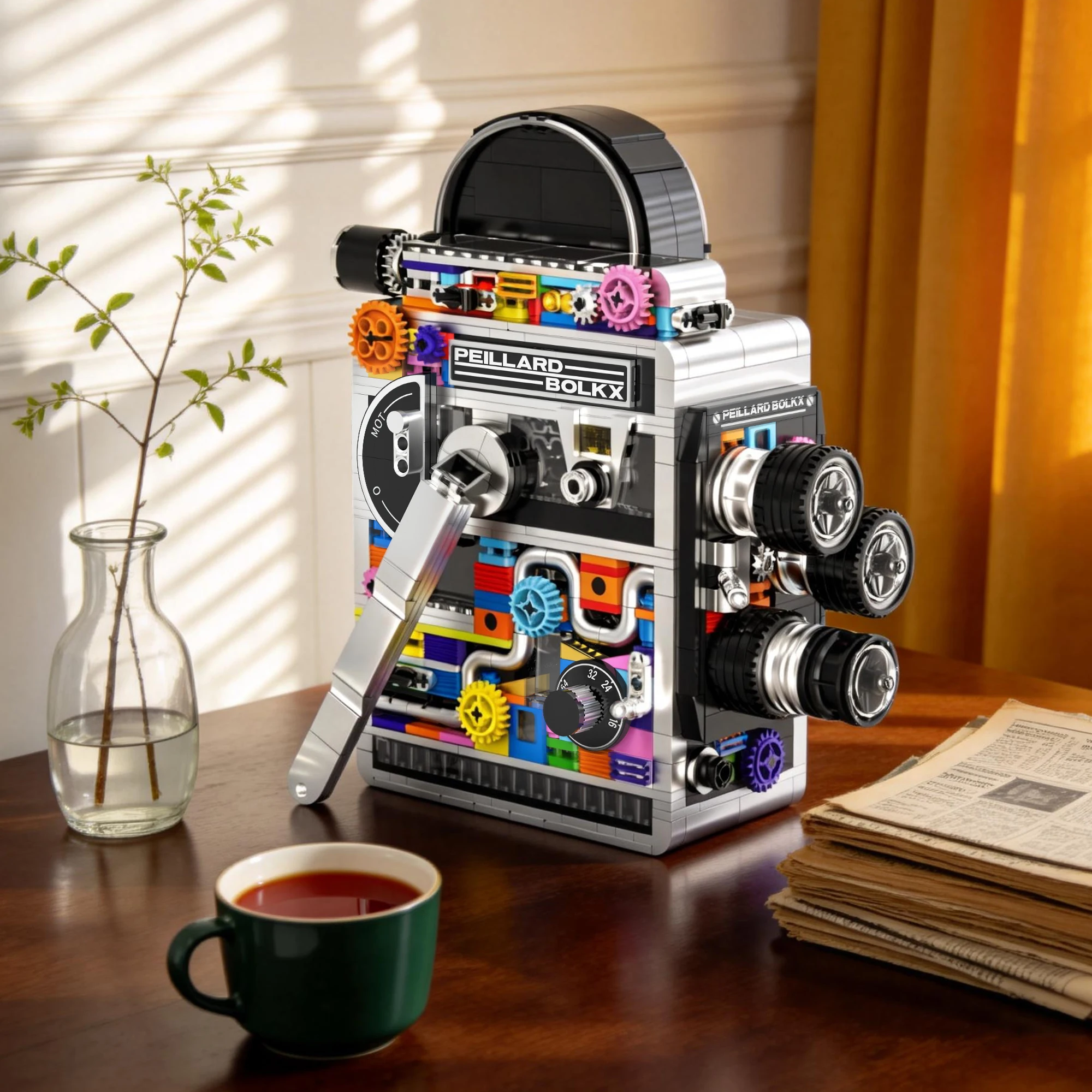 

Винтажная модель кинокамеры из строительных блоков, механическая модель с шестеренками, ретро-видеокамера, набор для самостоятельной сборки, креативное украшение, подарок для детей и мальчиков