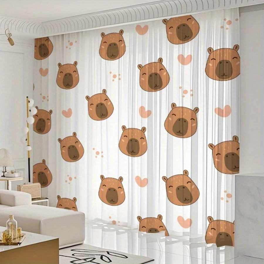 2PCS Digital Printing Sheer Curtain, Aztec Tribal Geometric Ethnic Pattern, Southwestern Bohemian Native American Decor