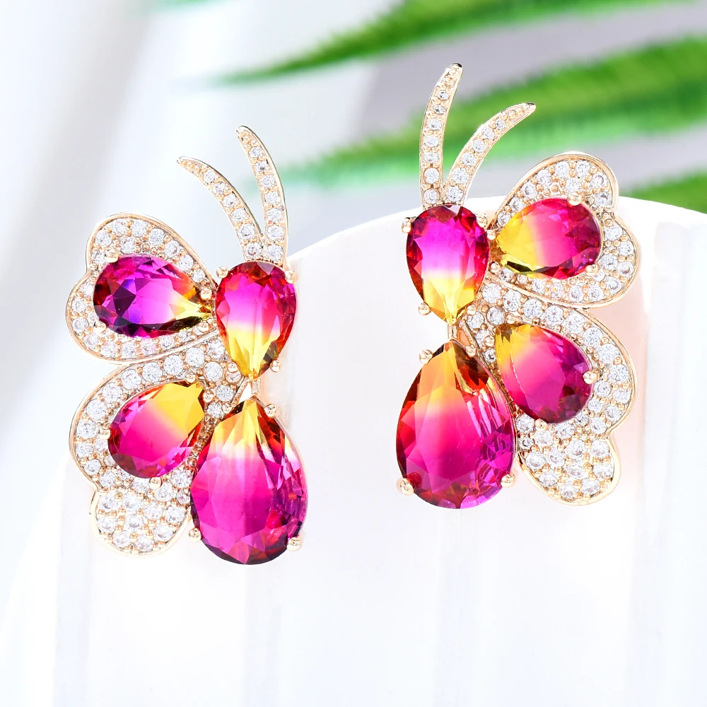 

Missvikki Luxury Shiny Butterfly Pendant Earrings For Women Wedding Romantic CZ Engagement Indian Earrings for Women Gift